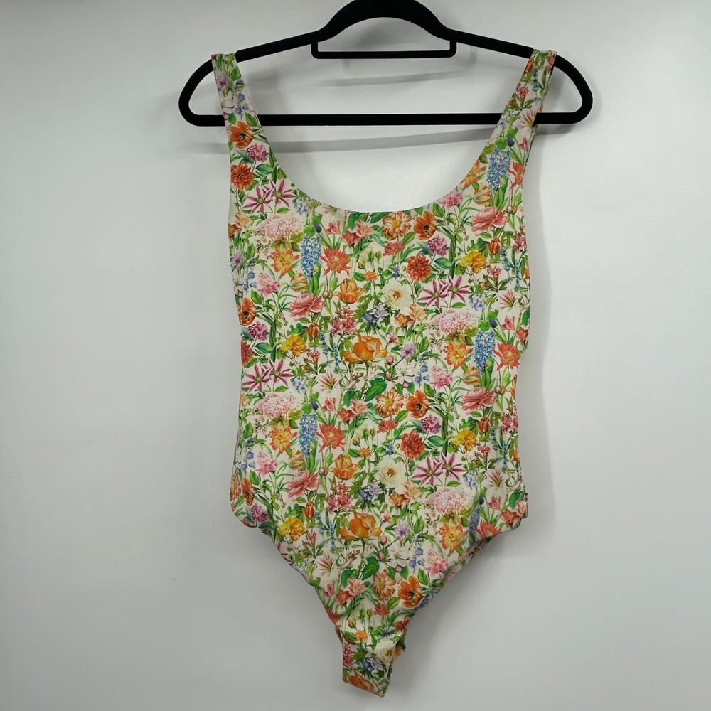 Onia Rachel Floral Scoop One-Piece Swimsuit Multicolor Low Back Size Medium